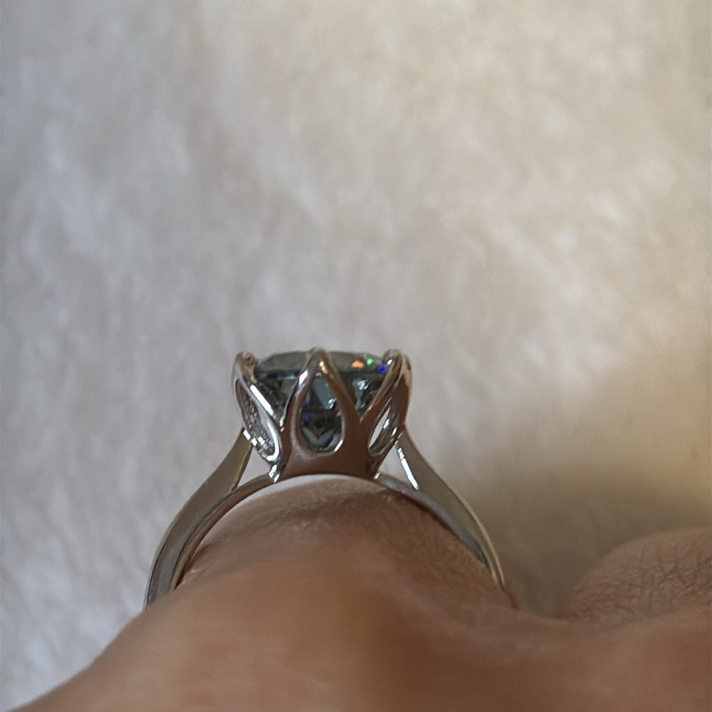NEW 3 CT 9mm Green Blue Moissanite Diamond Ring 925 Sterling Silver - Picture 6 of 8